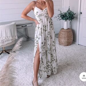 Abercrombie Floral babydoll maxi dress spaghetti adjustable straps side slit